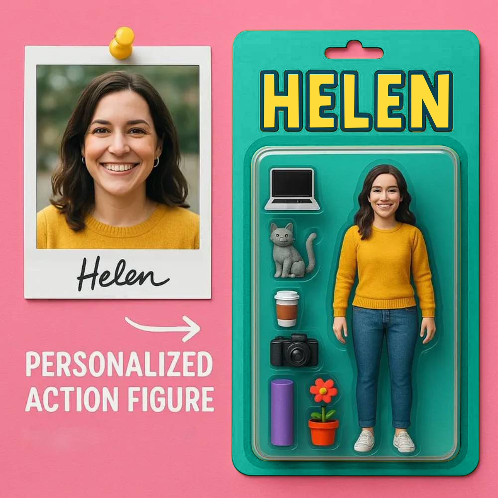 Custom Action Figure Pack Packaging Toy Box Style Art Gift Personalized Acrylic Keychain Gift for Mom
