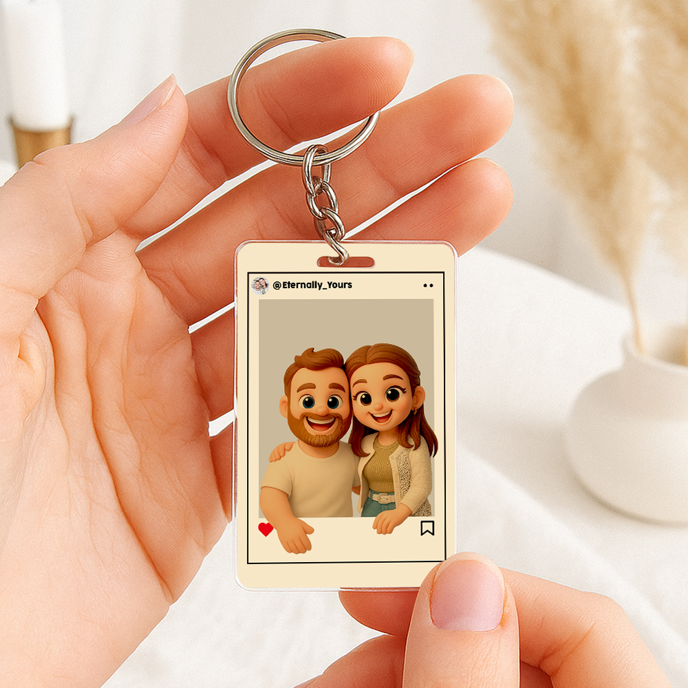 Personalized Cartoon Figure Keychain Custom Wedding Anniversary Birthday Festival Gift
