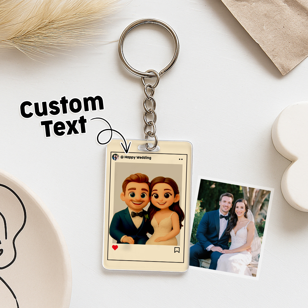 Personalized Cartoon Figure Keychain Custom Wedding Anniversary Birthday Festival Gift