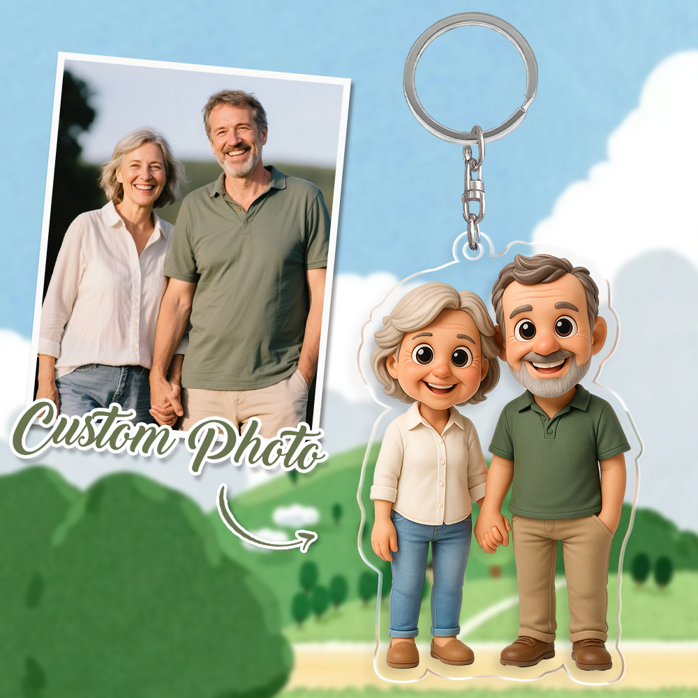 Custom Couple Keychain Personalized Acrylic Cartoon Keychain Photo Bag Charm Unique Keepsake Gift For Lover Anniversary Birthday Valentine's Day Holiday Gift