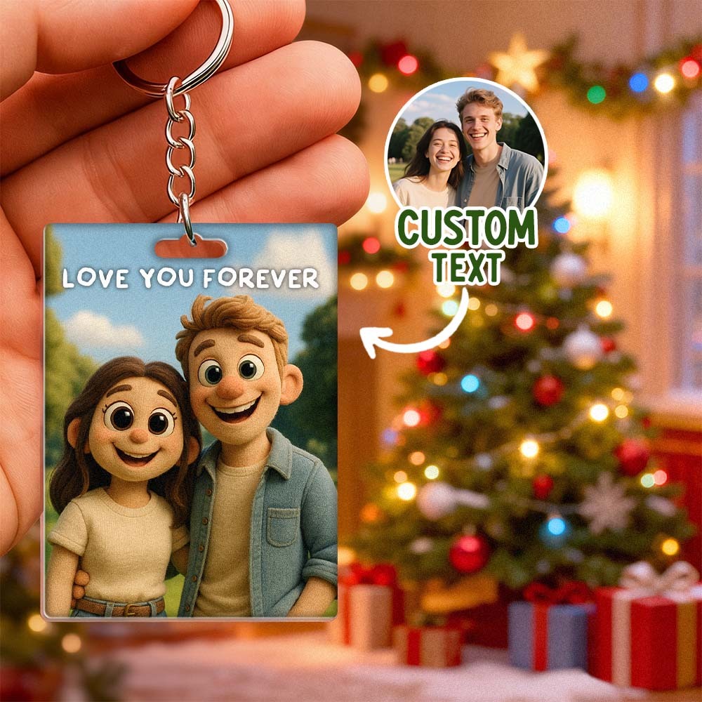 Custom Plush Pixar Style Keychain | Turn Your Photo into Cute Characters | Best Christmas Gift for Him - CustomPhotoKeychainUK