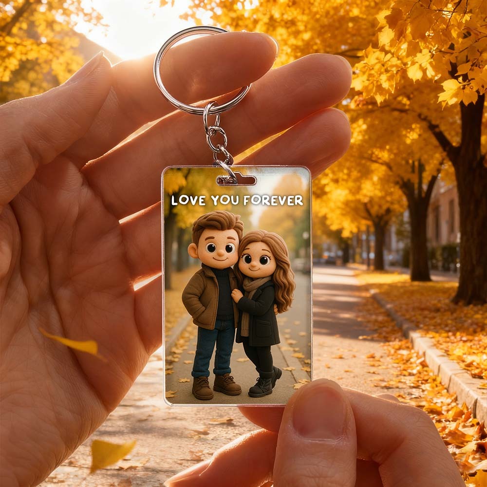Custom Plush Pixar Style Keychain | Turn Your Photo into Cute Characters | Best Christmas Gift for Him - CustomPhotoKeychainUK
