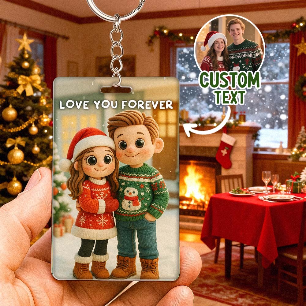 Custom Plush Pixar Style Keychain | Turn Your Photo into Cute Characters | Best Christmas Gift for Him - CustomPhotoKeychainUK