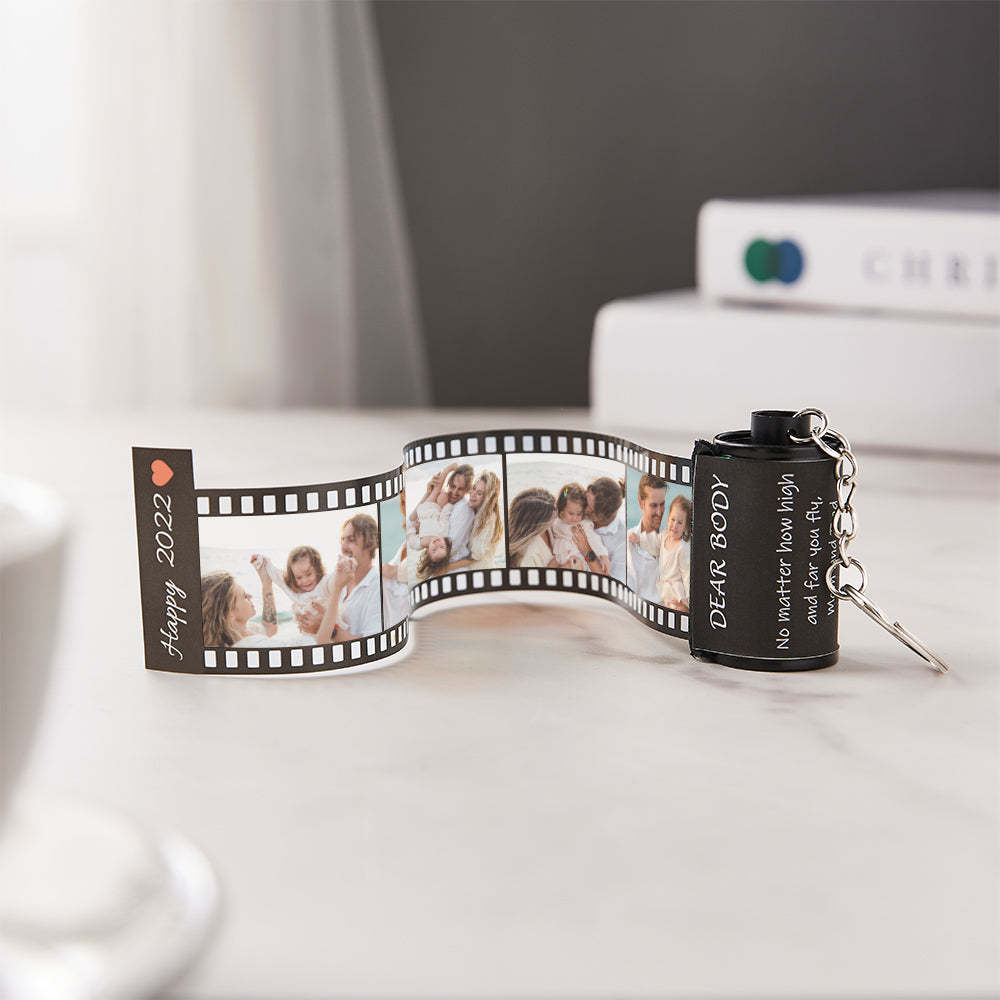 Custom Text Colorful Roll Film Keychain Meaningful Gifts For Family - customphotokeychain