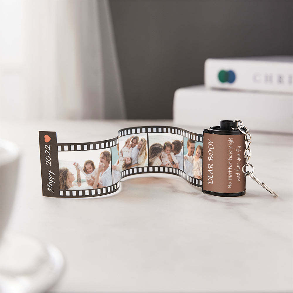 Custom Text Colorful Roll Film Keychain Meaningful Gifts For Family - customphotokeychain