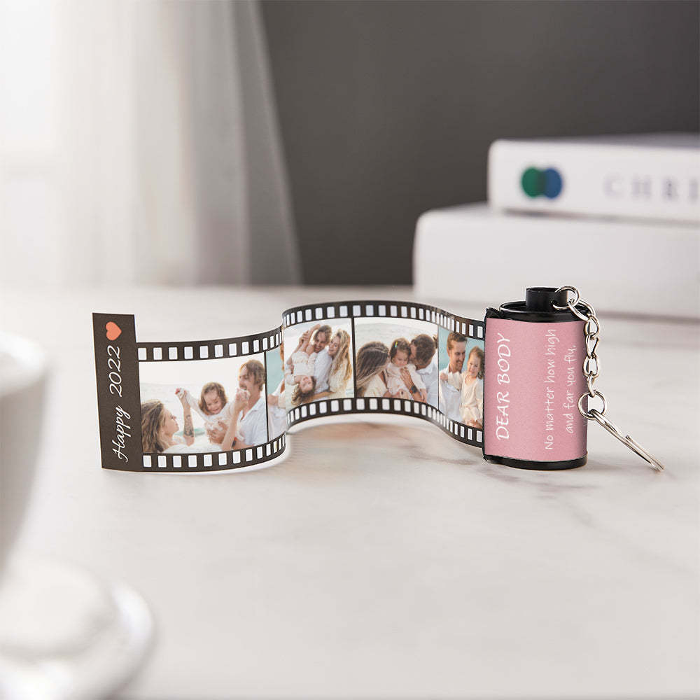 Custom Text Colorful Roll Film Keychain Meaningful Gifts For Family - customphotokeychain