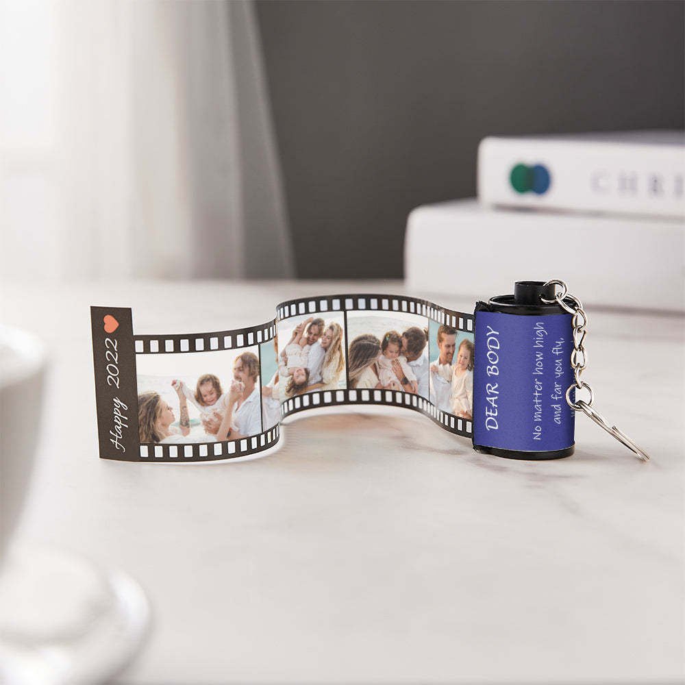 Custom Text Colorful Roll Film Keychain Meaningful Gifts For Family - customphotokeychain