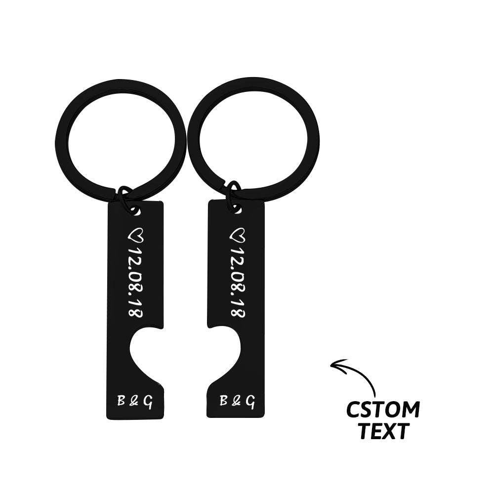 Couple Keychain Set Heart Custom Keychain Personalized 2pcs Matching Keyring Gift for Him - customphotokeychain