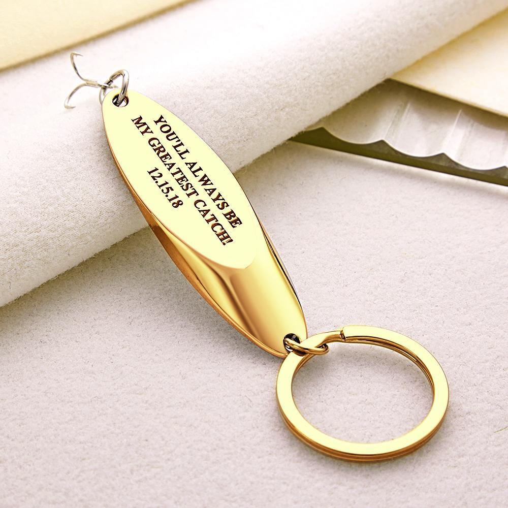 Custom Engraved Keychain Fish Hook Gifts for Him - customphotokeychain