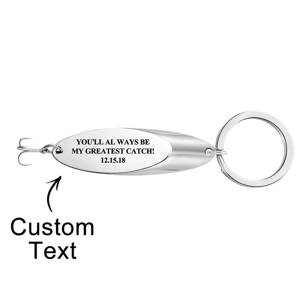 Custom Engraved Keychain Fish Hook Gifts for Him - customphotokeychain
