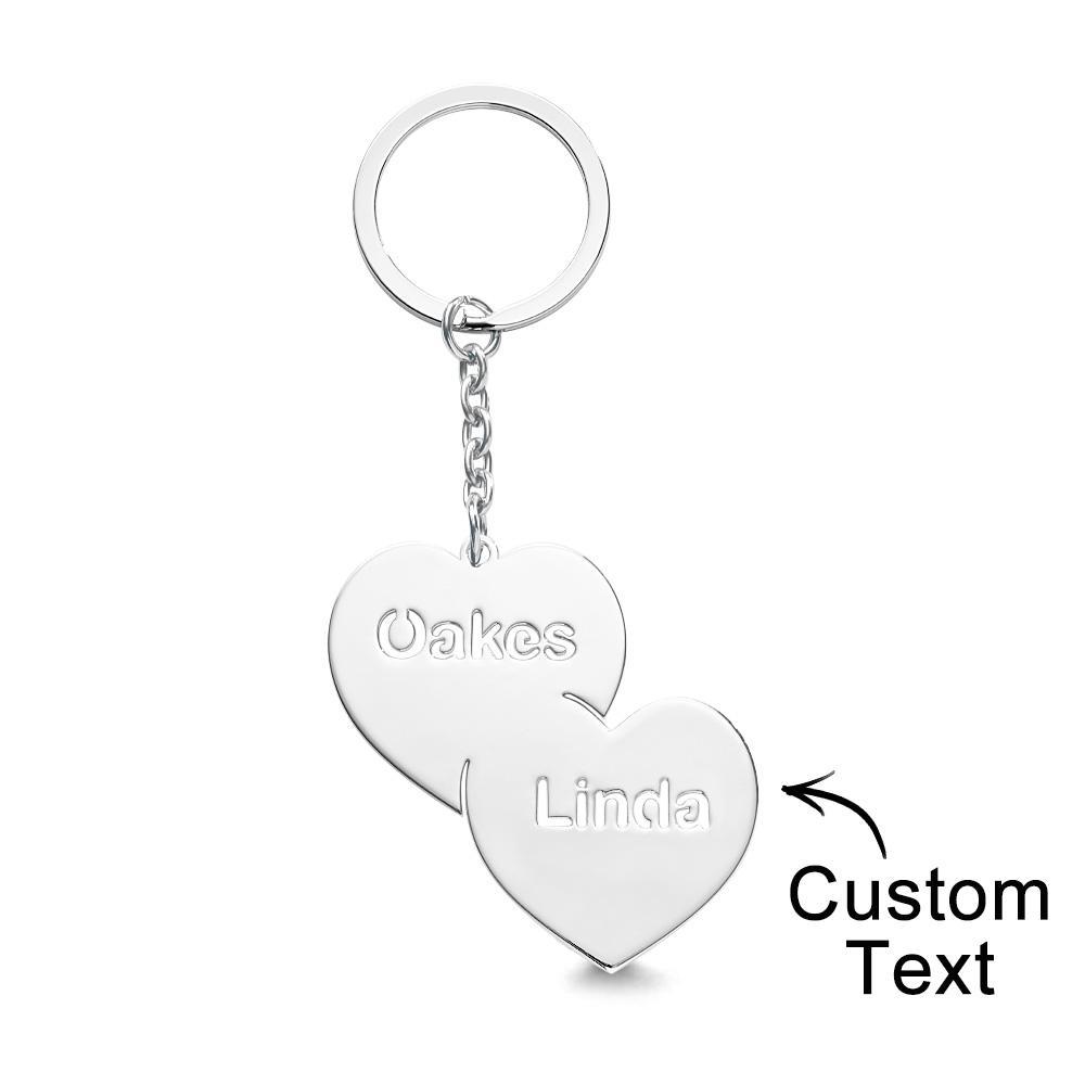 Personalized Name Double Hearts Keychain Creative Love Keychain For Couples - customphotokeychain
