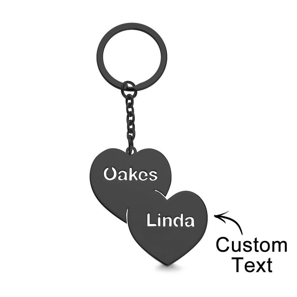 Personalized Name Double Hearts Keychain Creative Love Keychain For Couples - customphotokeychain