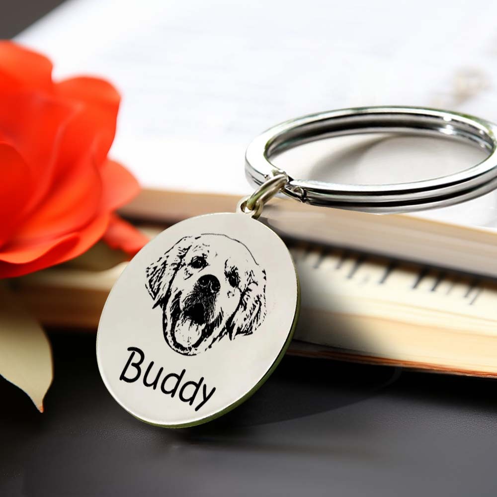 Custom Photo Keychain Personalized Keychain with Picture Engraved Text Keyring for Family - customphotokeychain