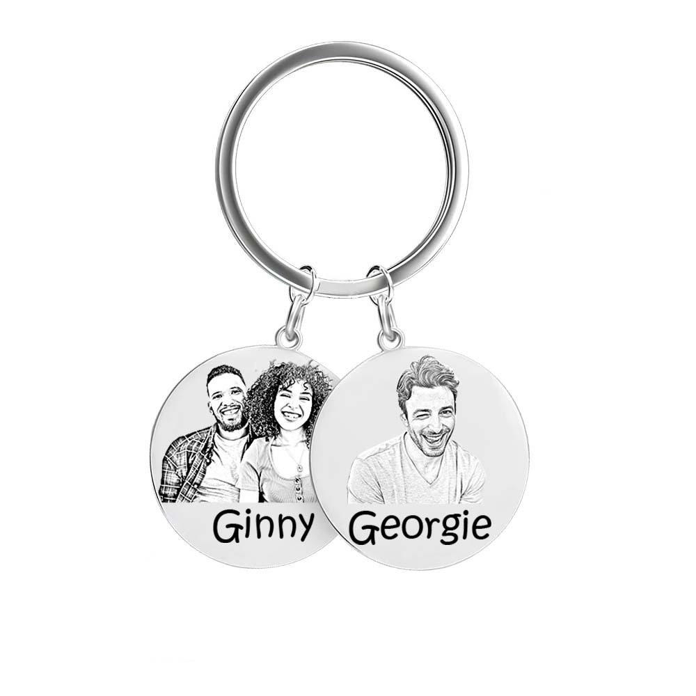 Custom Photo Keychain Personalized Keychain with Picture Engraved Text Keyring for Family - customphotokeychain