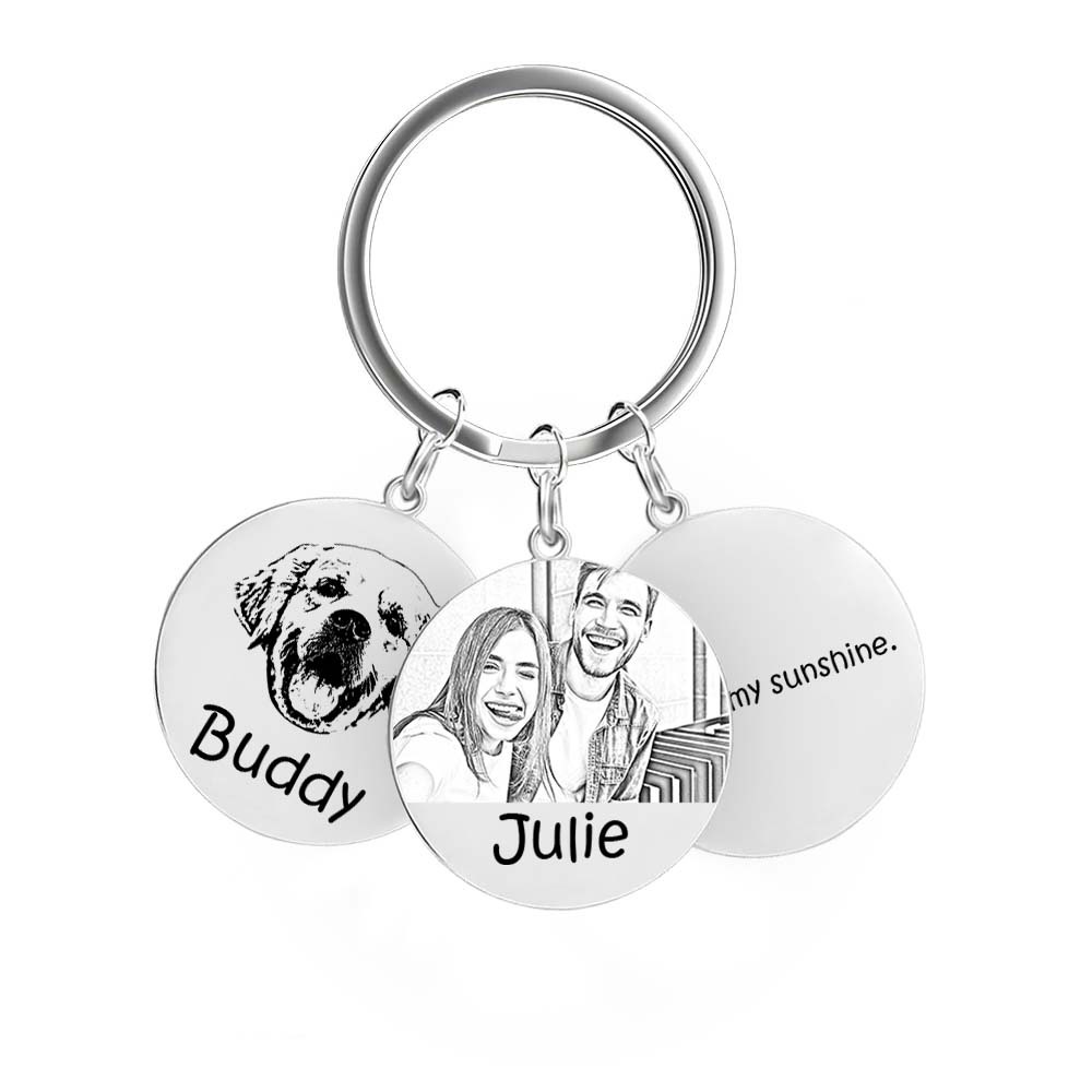 Custom Photo Keychain Personalized Keychain with Picture Engraved Text Keyring for Family - customphotokeychain