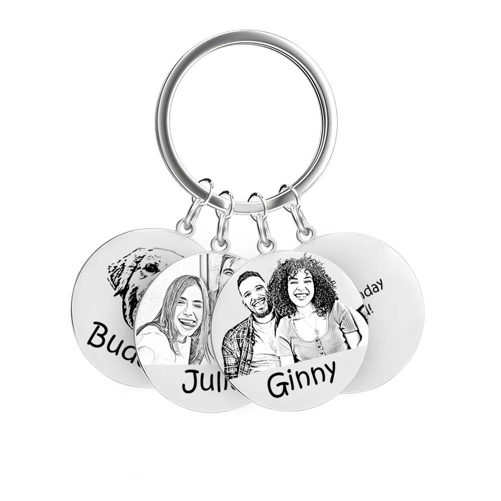 Custom Photo Keychain Personalized Keychain with Picture Engraved Text Keyring for Family - customphotokeychain