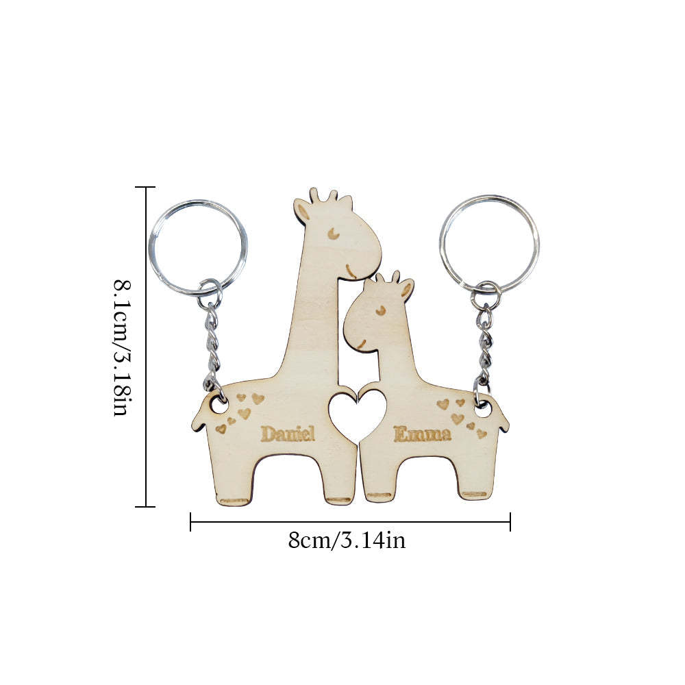 Personalized Couple Matching Keychain Custom Matching Giraffes Keychain Valentine's Day Gifts for Lover - customphotokeychain