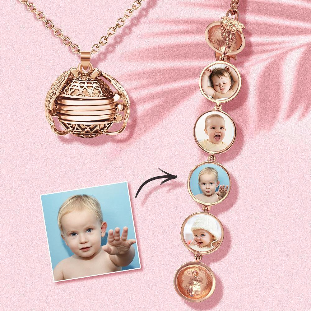 Mother's Day Gifts Photo Necklace Pendant Personalized Custom Photo Locket Frame For Women Girls Angel Wing