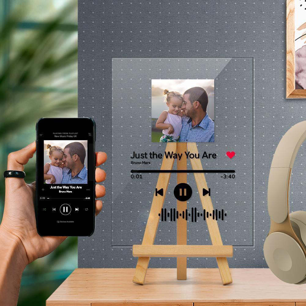 Custom Photo Keyring Music Song Plaque Keyring with Spotify Code (2.1IN X 3.4IN)
