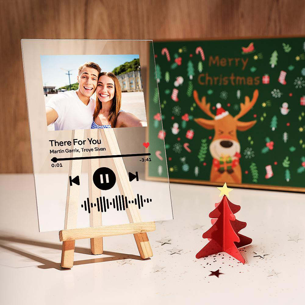 Custom Photo Keyring Music Song Plaque Keyring with Spotify Code (2.1IN X 3.4IN)