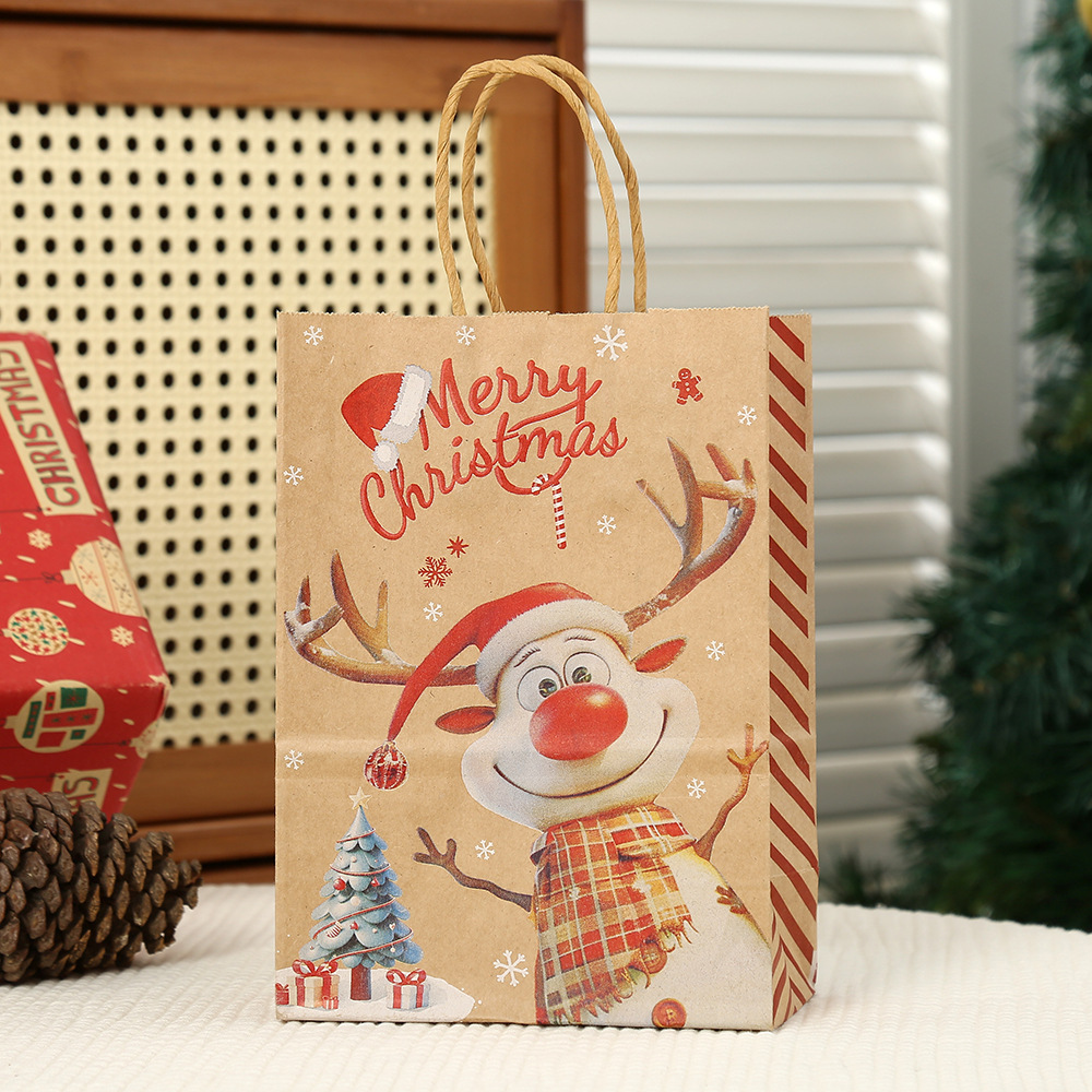 Christmas Gifts Bag Cartoon Elk 21x15x8CM - CustomPhotoKeychainUK