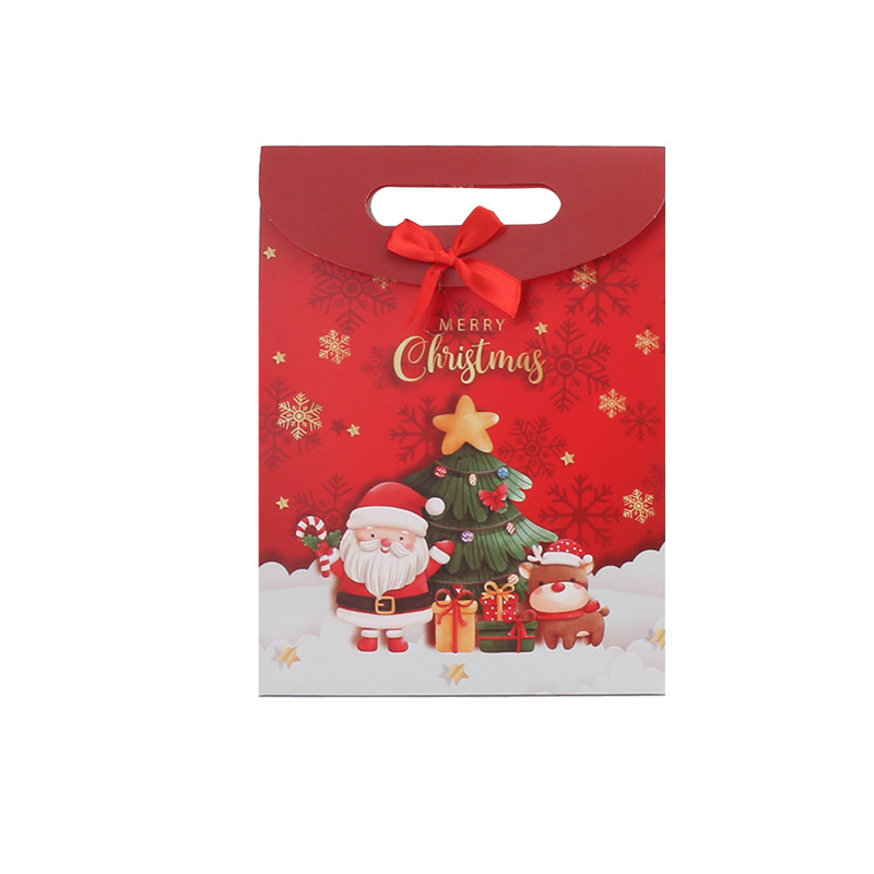 Christmas Gift Bags Festive Christmas Gift Tote Santa Claus and Elk 19x9x26CM - CustomPhotoKeychainUK