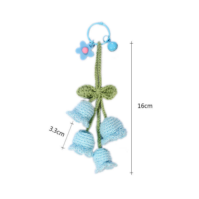 Flower Knitted KeyChain for Bag Crochet Campanula Keychain Handmade Gift - customphotokeychain