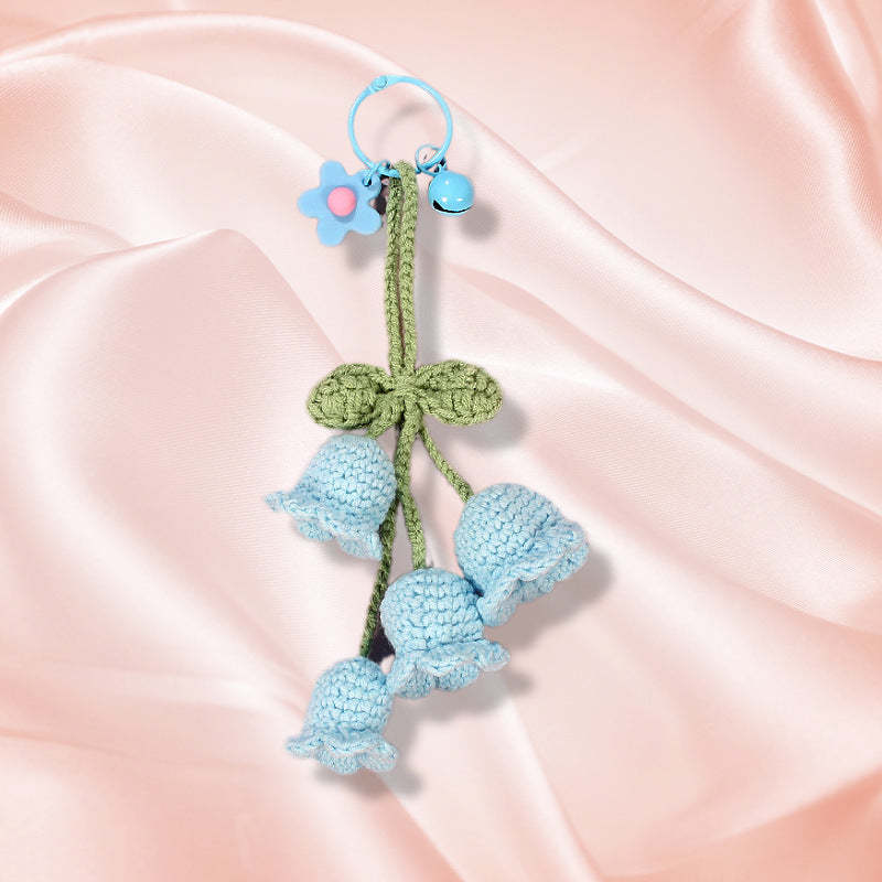 Flower Knitted KeyChain for Bag Crochet Campanula Keychain Handmade Gift - customphotokeychain