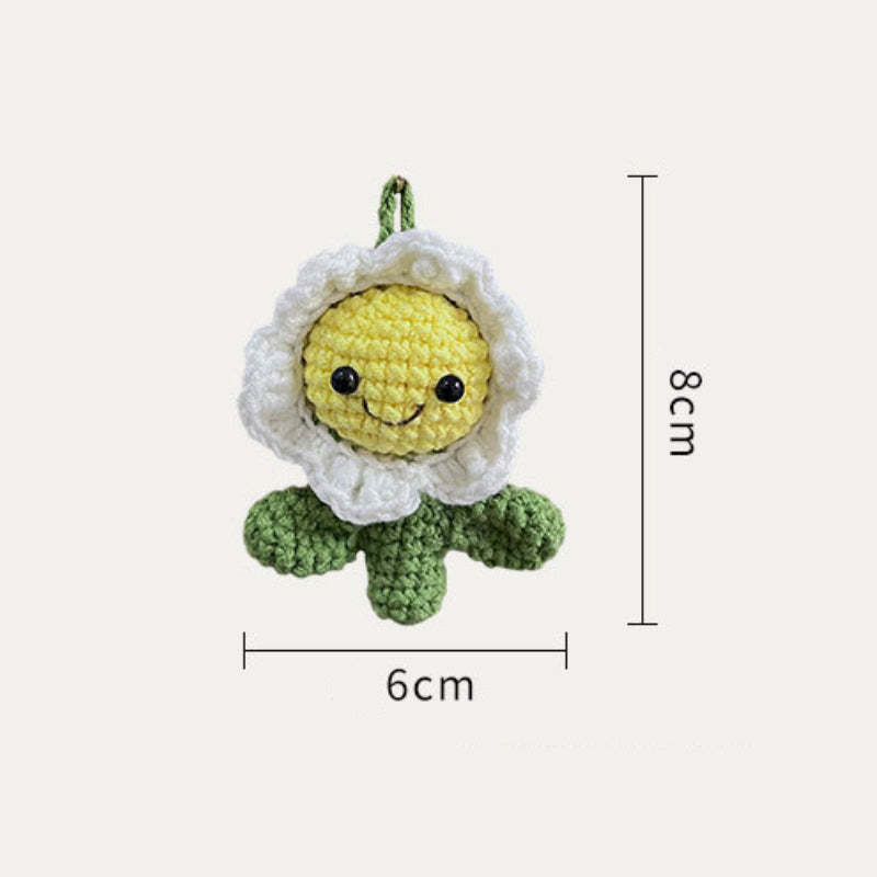 Crochet Flower Keychain Creative Cactus Knitted Keychain Gift for Her - customphotokeychain