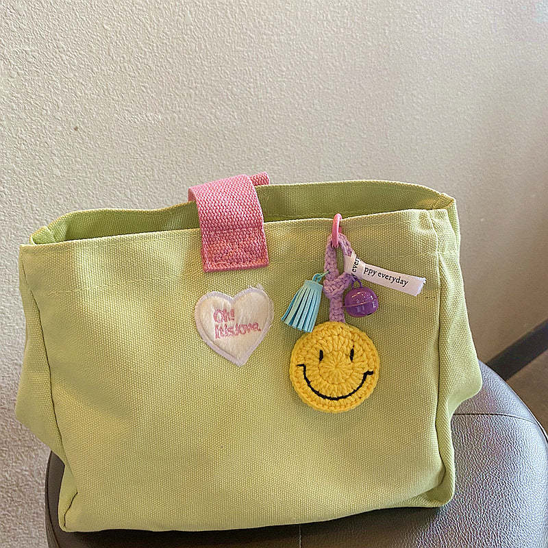 Knitted Smiley Face Keychain Creative Handmade Crochet Keychain Gift for Women - customphotokeychain