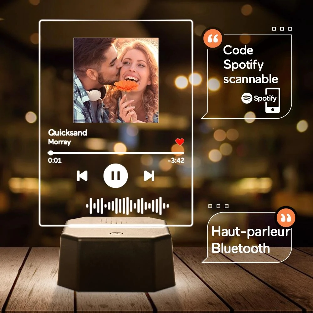 Custom Photo Keyring Music Song Plaque Keyring with Spotify Code (2.1IN X 3.4IN)