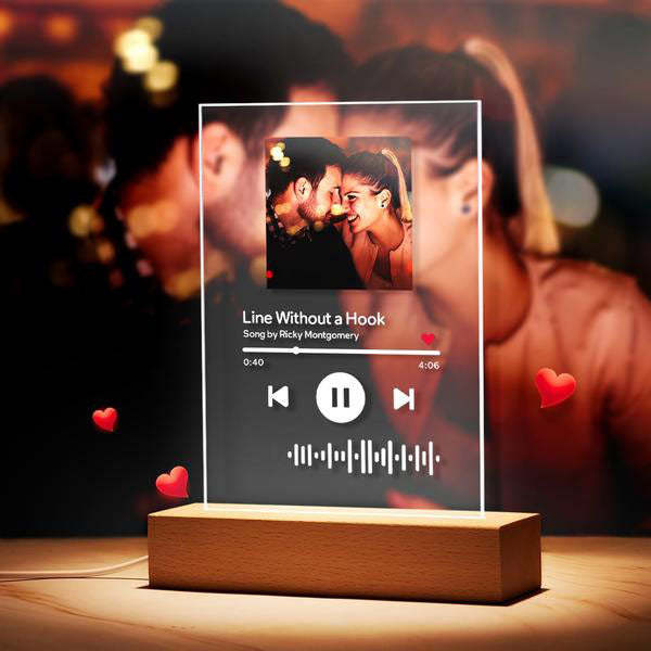 Custom Photo Keyring Music Song Plaque Keyring with Spotify Code (2.1IN X 3.4IN)