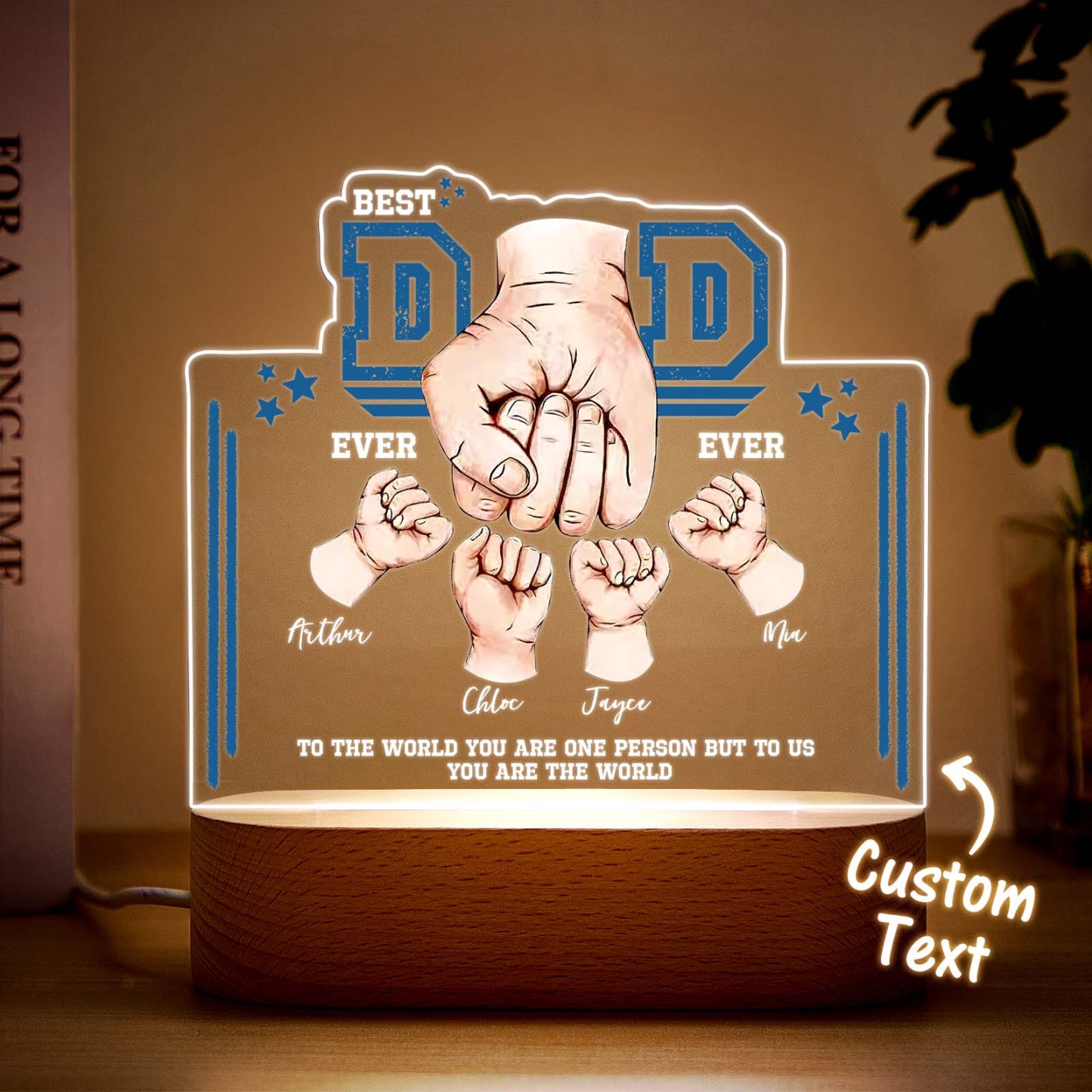 Fist Bump Night Light Fathers Day Gifts Personalized Dad Gift from Kids Gift for Dad Best Dad Ever - CustomPhotoKeychainUK