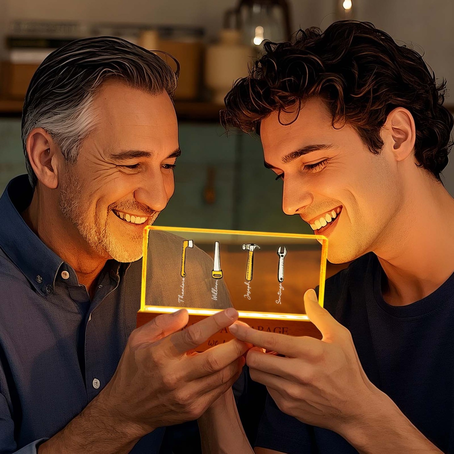 Personalized Grandpas Garage with Kids Name LED Night Light, Chirtsmas Gifts for Grandpa, Grandpa Gift, Custom Gift For Grandpa,Gift for Dad - CustomPhotoKeychainUK