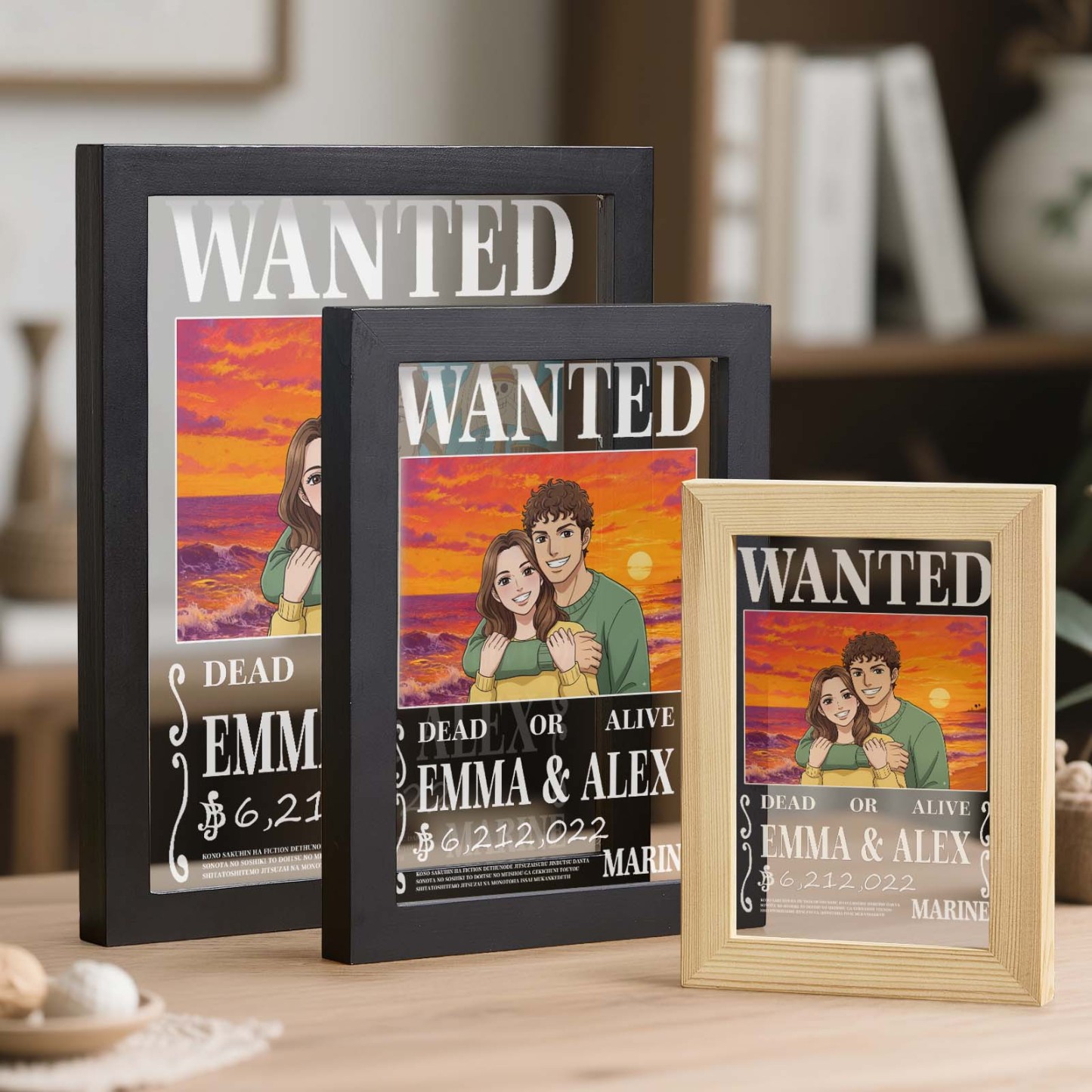 Personalized Anime Wanted Couple Portrait Led Light Frame