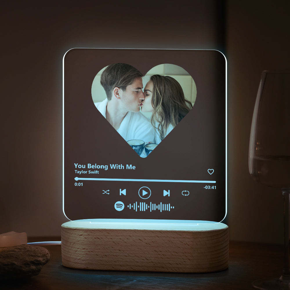Custom Spotify Code Heart 7 Color Lamp Acrylic Music Plaque Night Light - customphotokeychain