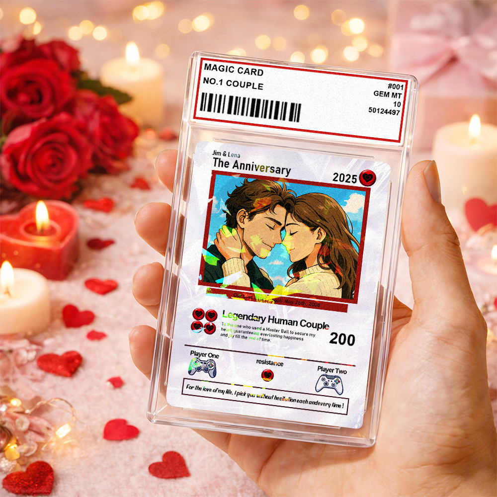 Personalized Valentine’s Day Power Couple Card, Custom Anniversary Card Couple Photo Anime Style, Best Valentine's Day Gift for Lover - CustomPhotoKeychainUK