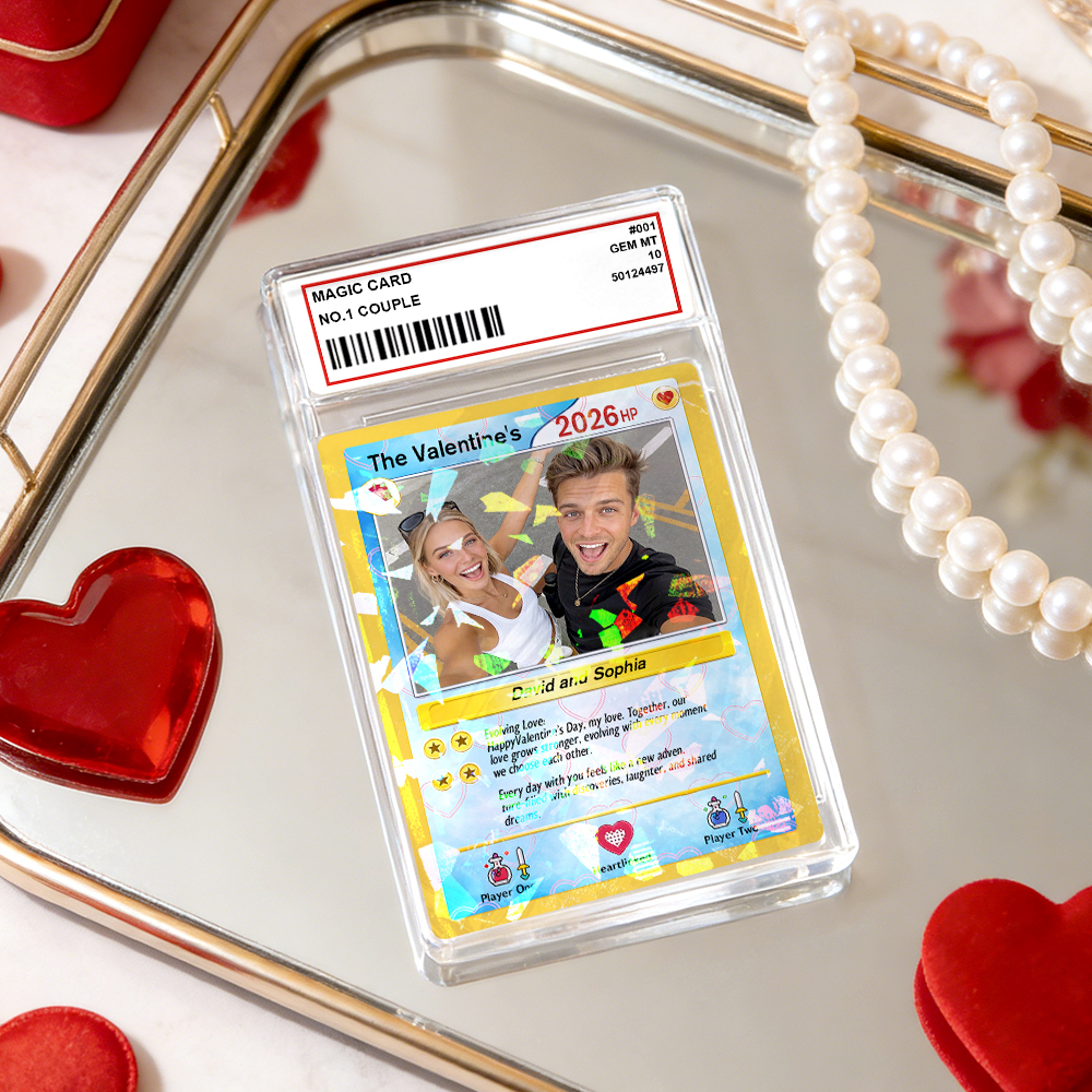 Personalized Valentine’s Day Power Couple Card, Custom Anniversary Card Couple Photo Anime Style, Best Valentine's Day Gift for Lover - CustomPhotoKeychainUK