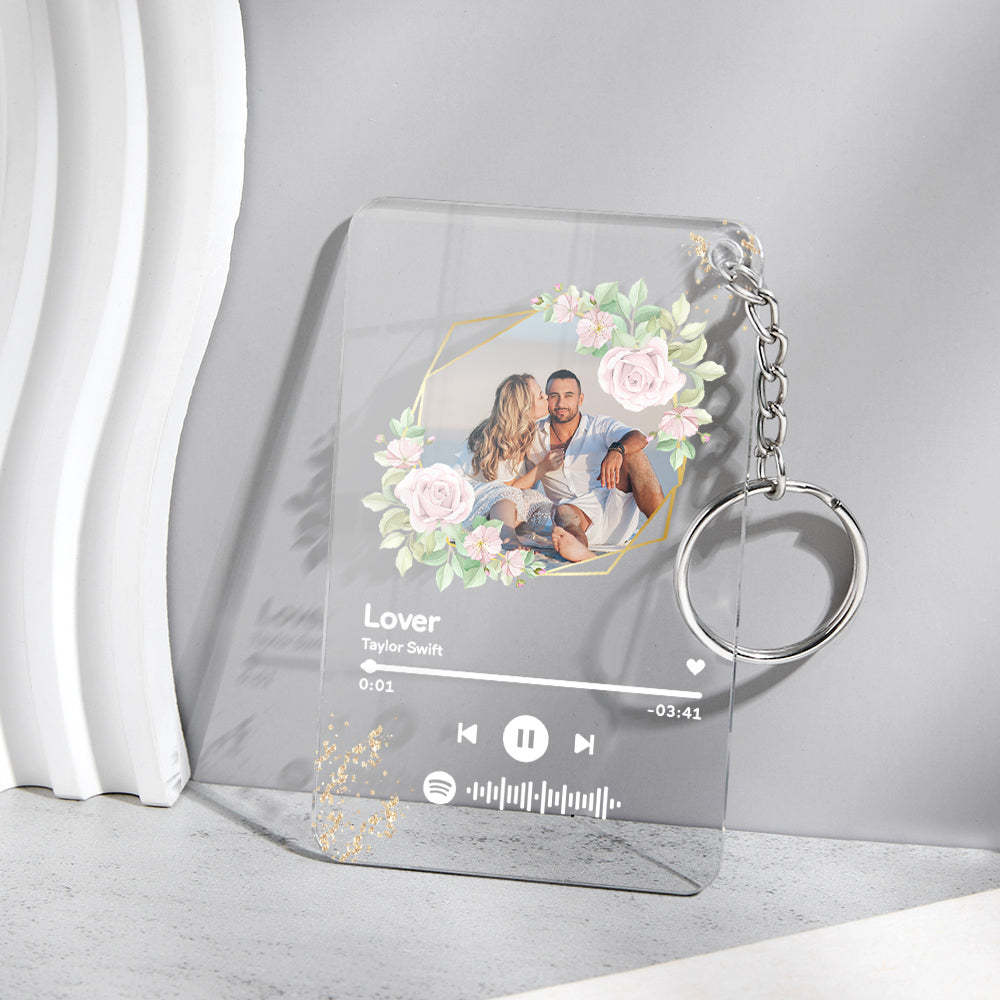 Custom Spotify Code Song Plaque Music Glass Keychain/Plaque/NightLight Gift For Lover - customphotokeychain