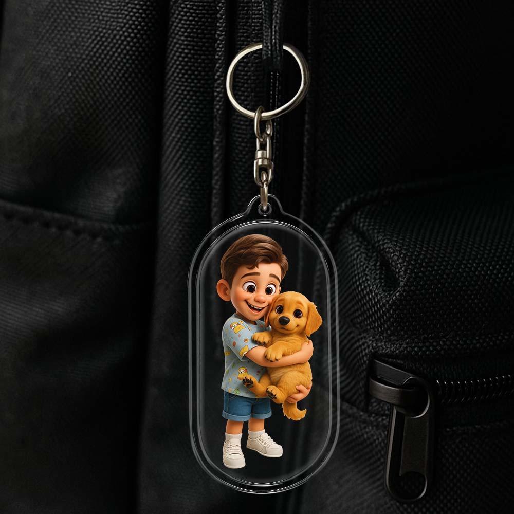 Custom Couple Keychain Personalized Acrylic Cartoon Keychain Photo Bag Charm Unique Keepsake Gift For Lover Anniversary Birthday Valentine's Day Holiday Gift