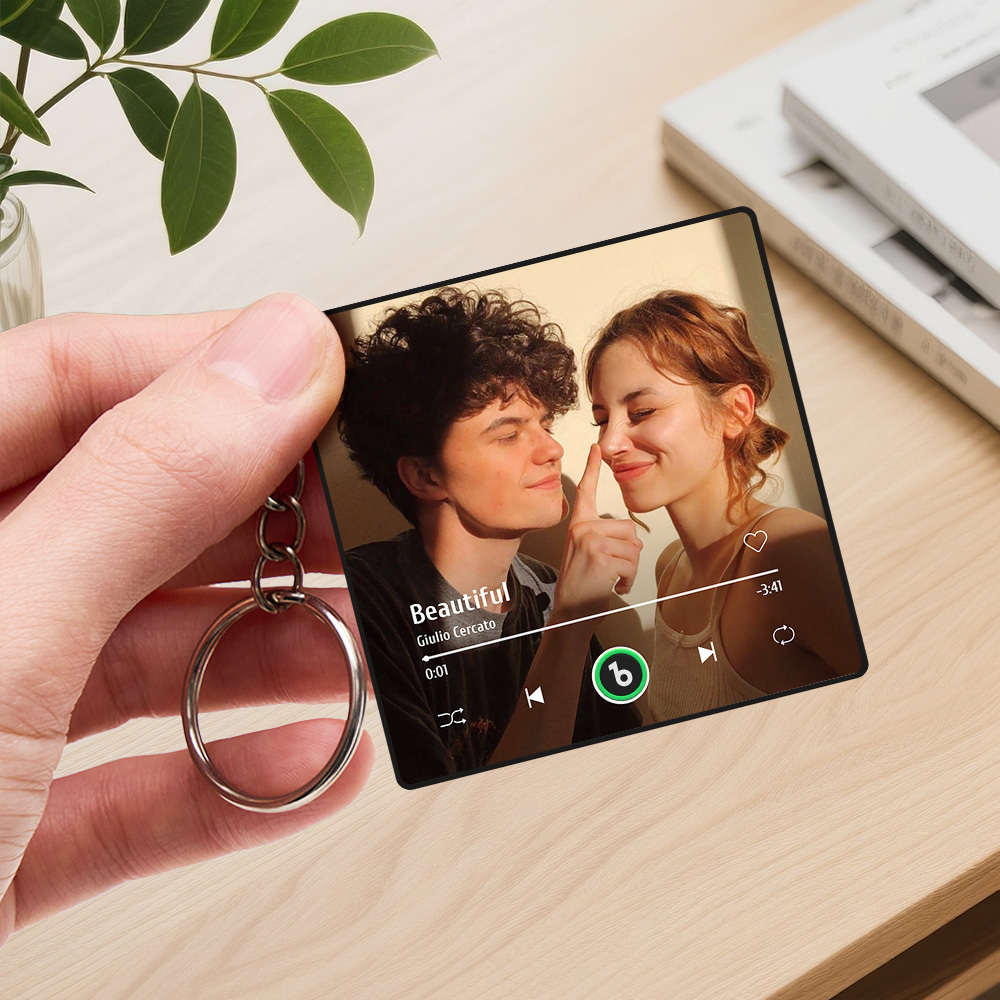 Personalized Photo Music Key Chain Album Box Bag Charm That Plays Music Without Cell Phone Anniversary Gifts - CustomPhotoKeychainUK