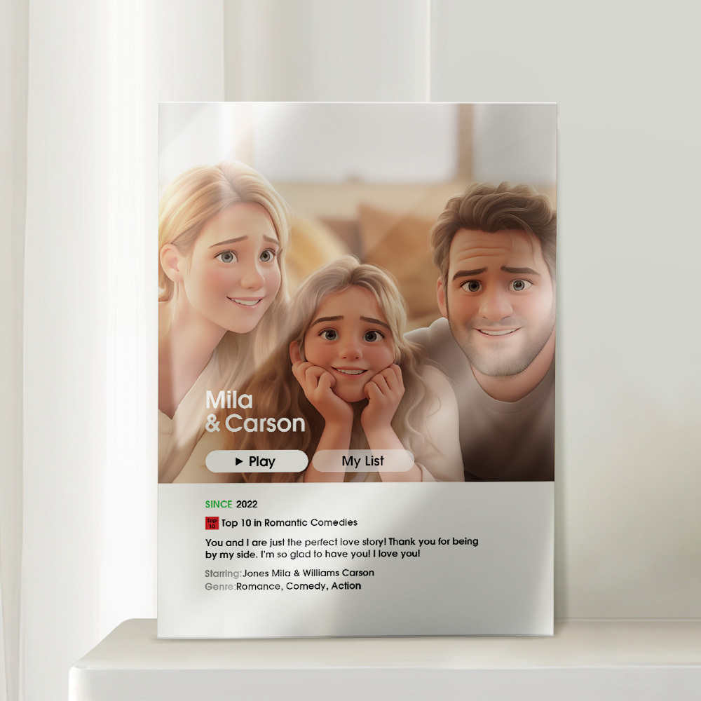 Gifts for Her Custom Cartoon from Your Photo Love Movie Poster Plaque