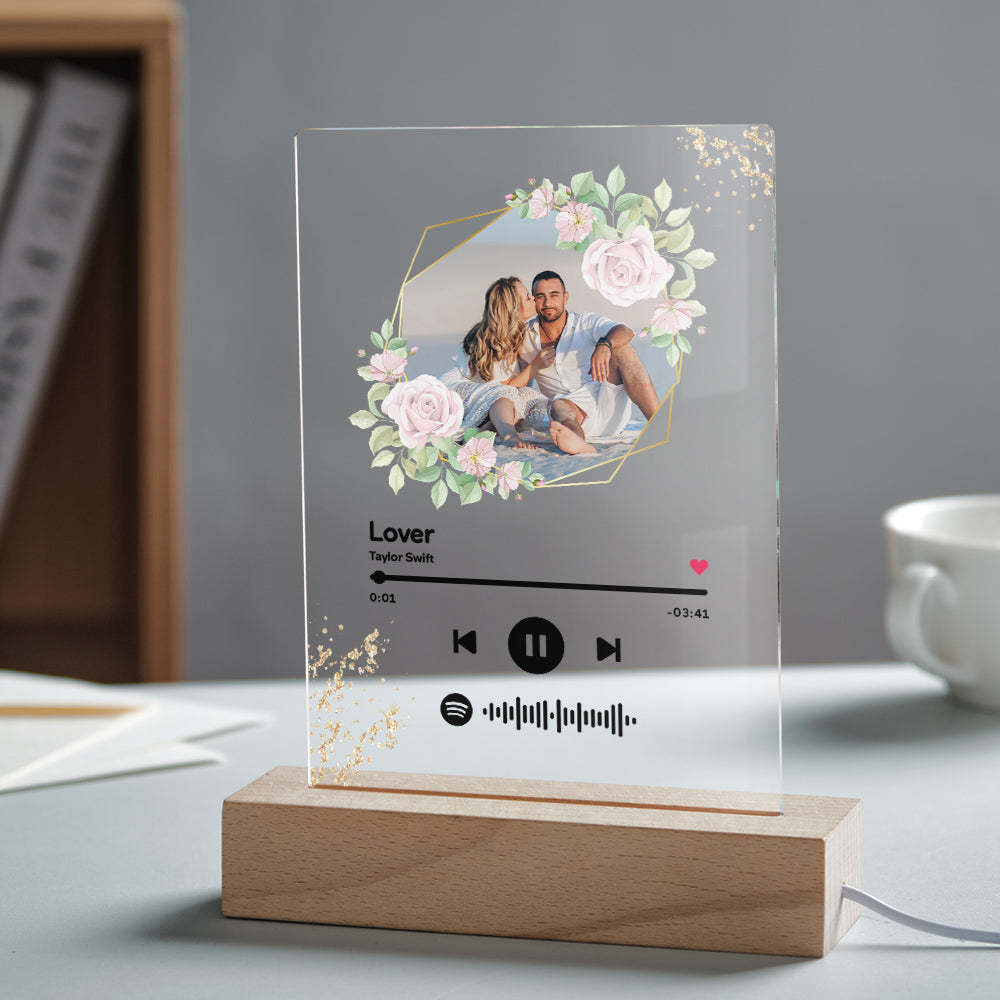 Custom Spotify Code Song Plaque Music Glass Keychain/Plaque/NightLight Gift For Lover - customphotokeychain