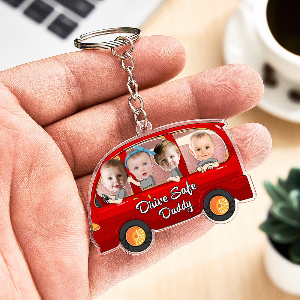 Personalized Drive Safe Keychain Custom Car Style Keychain Gifts for Father - CustomPhotoKeychainUK