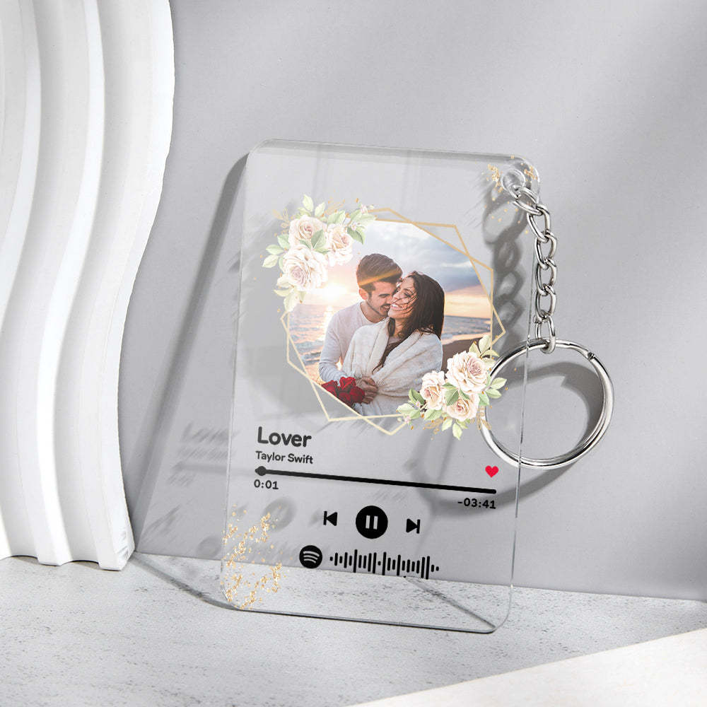 Custom Spotify Code Song Plaque Music Glass Keychain/Plaque/NightLight Gift For Lover - customphotokeychain