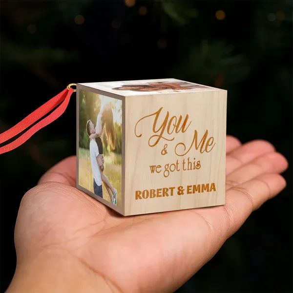 Custom Photo You And Me We Got This Cube Ornament