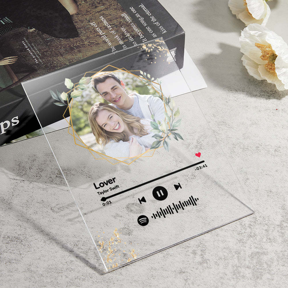 Custom Spotify Code Song Plaque Music Glass Keychain/Plaque/NightLight Gift For Lover - customphotokeychain