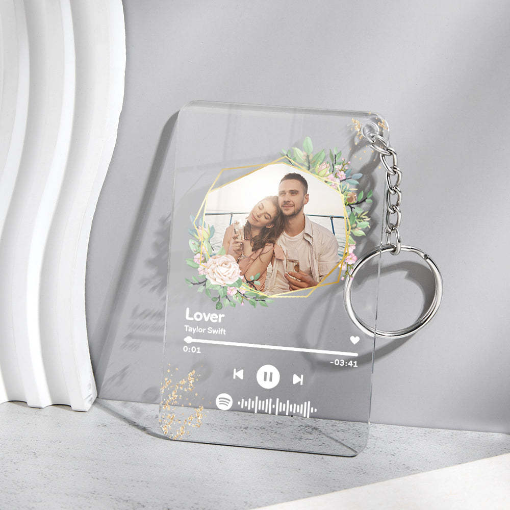 Custom Spotify Code Song Plaque Music Glass Keychain/Plaque/NightLight Gift For Lover - customphotokeychain