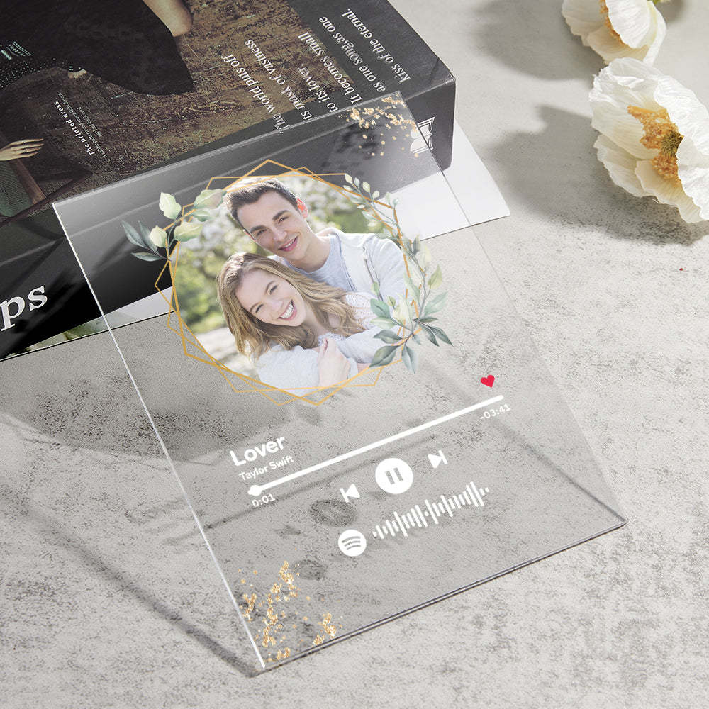 Custom Spotify Code Song Plaque Music Glass Keychain/Plaque/NightLight Gift For Lover - customphotokeychain