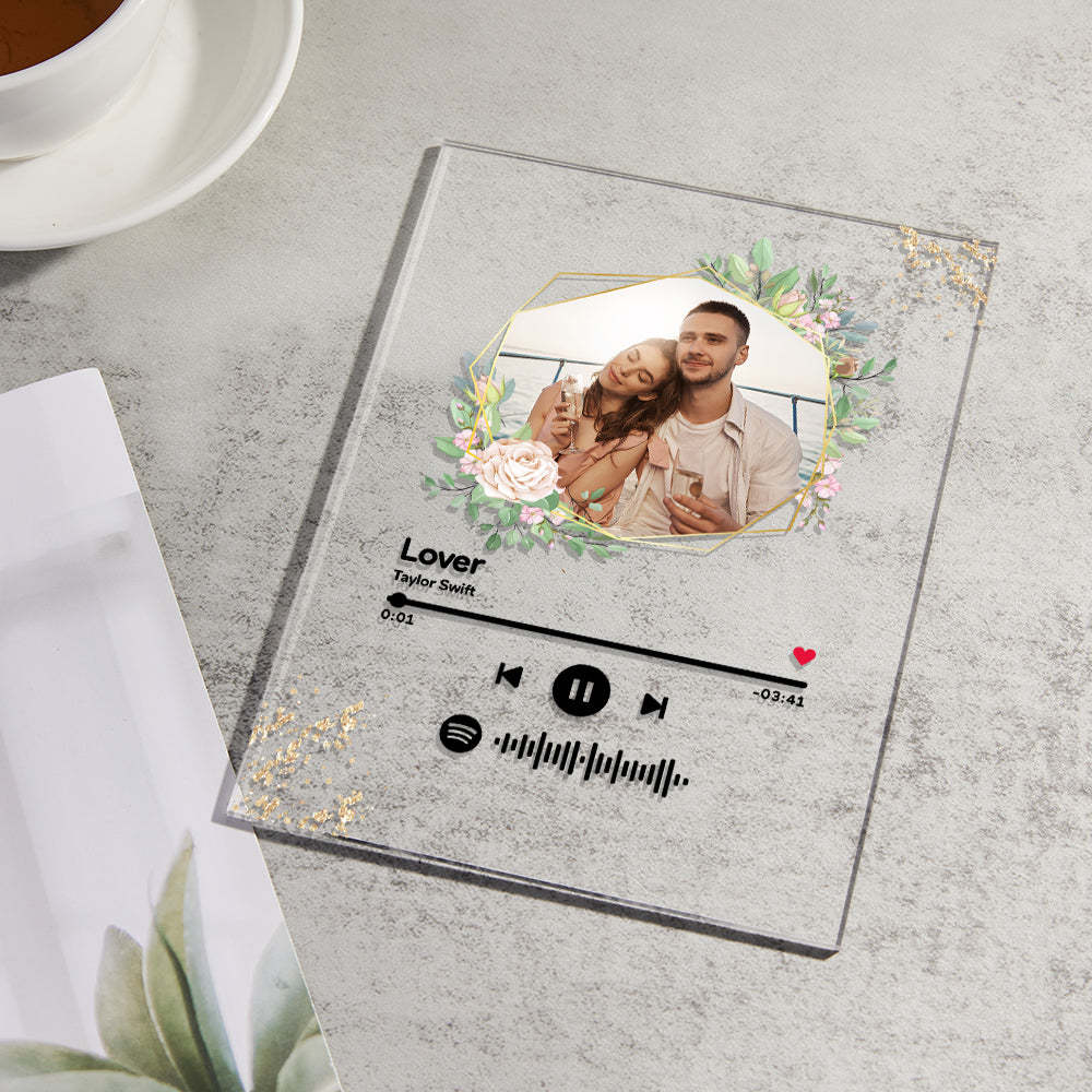 Custom Spotify Code Song Plaque Music Glass Keychain/Plaque/NightLight Gift For Lover - customphotokeychain